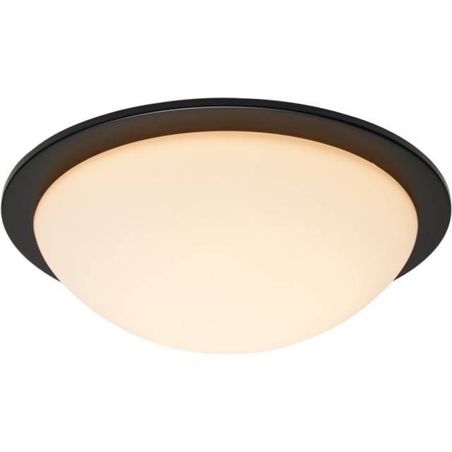 Arwel LED Bathroom Glass Dome Flush Ceiling Light - Matte Black