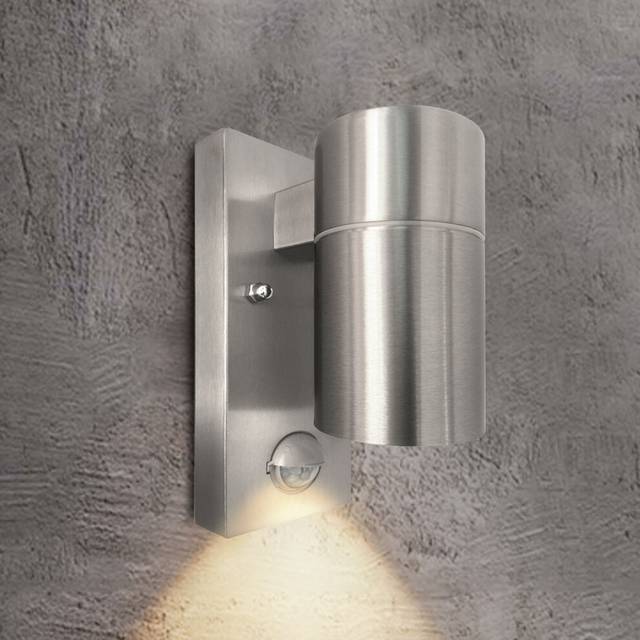 ExtraStar Outdoor Down Wall Light with Motion Sensor Stainless Steel IP44 (GU10 6W bulb included)