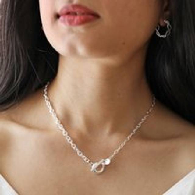 Stainless Steel T-Bar Chain Necklace in Silver - silver - one size