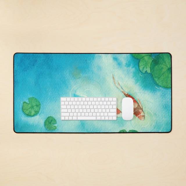 Desk Mat Koi Fish Large Gaming Mouse Pad 35x16 inch