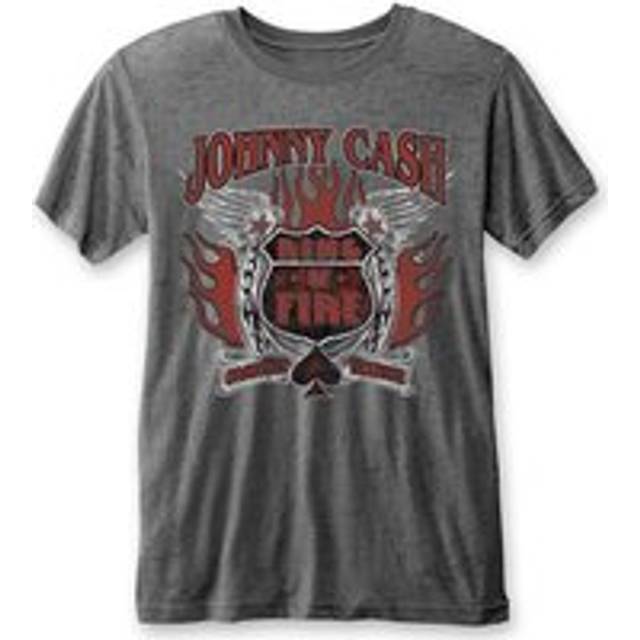 Johnny Cash Unisex Vuxen Ring of Fire Burnout T-shirt S träkol
