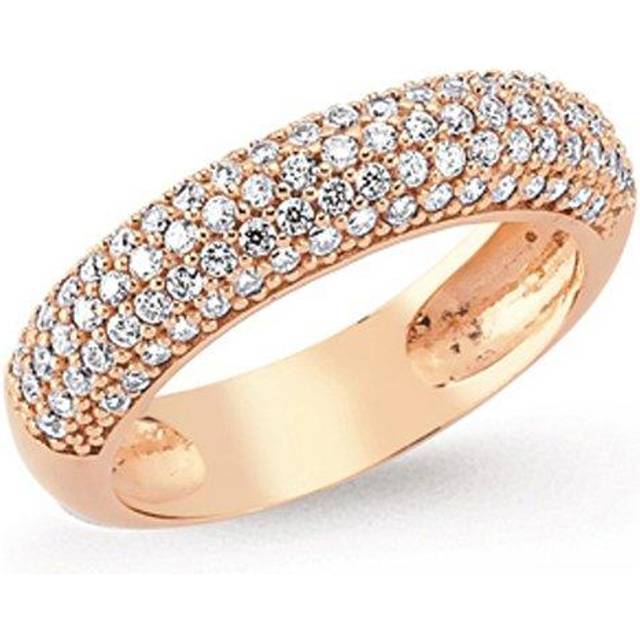 (M) Jewelco London Ladies Rose Gold-Plated Sterling Silver Cubic Zirconia Pave Bombay Eternity Ring