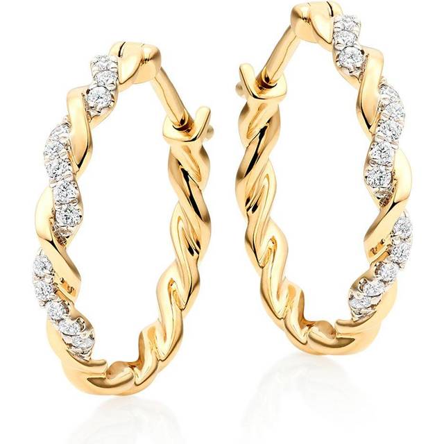 Entwine 9ct Yellow Gold Diamond Hoop Earrings