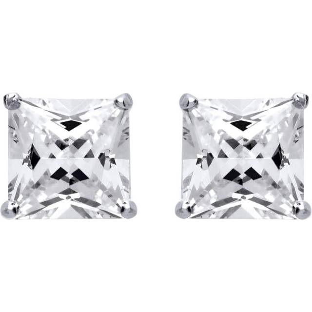 Jewelco London Ladies Sterling Silver Princess Cut Cubic Zirconia 4 Claw Solitaire Stud Earrings 3mm - SQ3