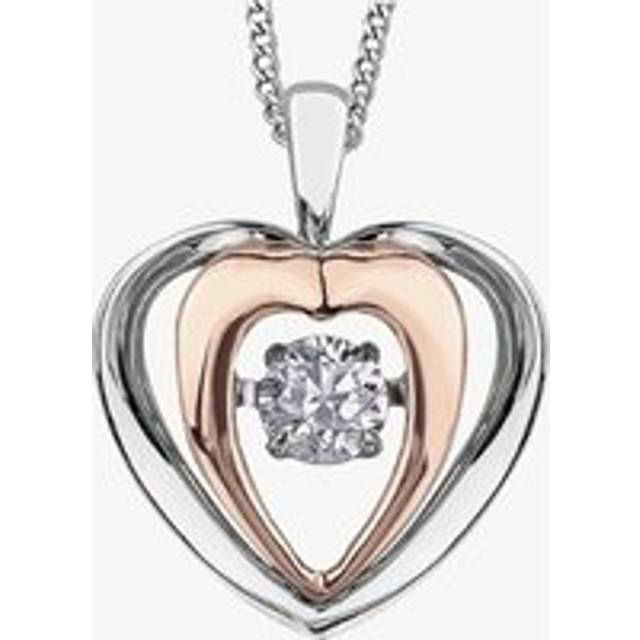 9ct Two Tone Gold 0.15ct Diamond Pulse Open Heart Pendant P3117WR/15-10 - White