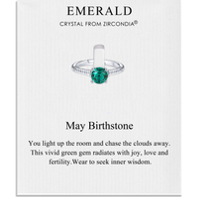 May (Emerald) Adjustable Birthstone Ring Created with Zircondia® Crystals