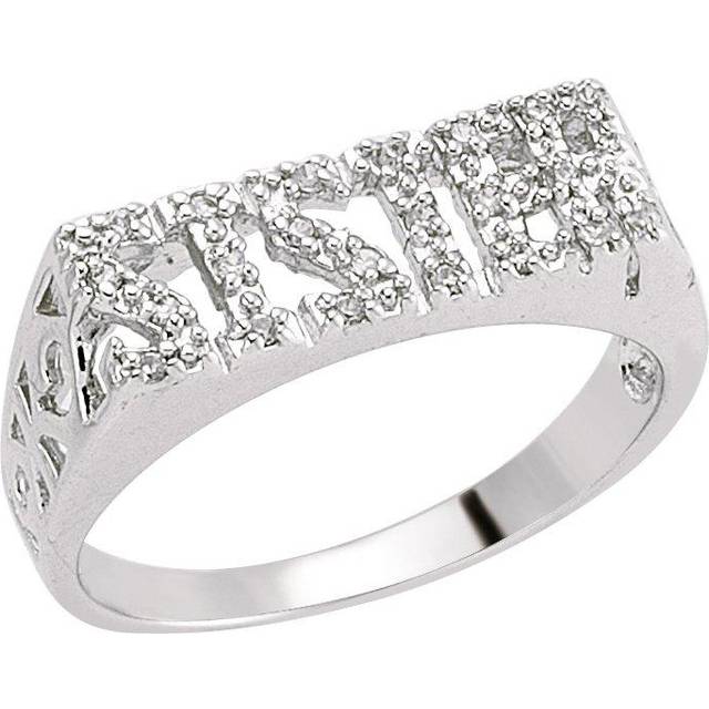 Silver jewelco london cz pave sister id signet ring