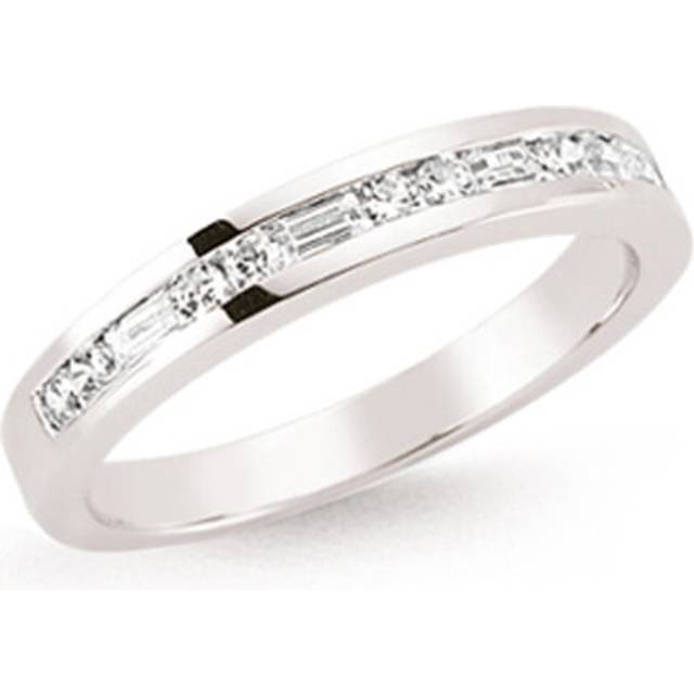 (R) Jewelco London Ladies Rhodium Plated Sterling Silver Baguette Cubic Zirconia Horizontal Channel Set Eternity Ring