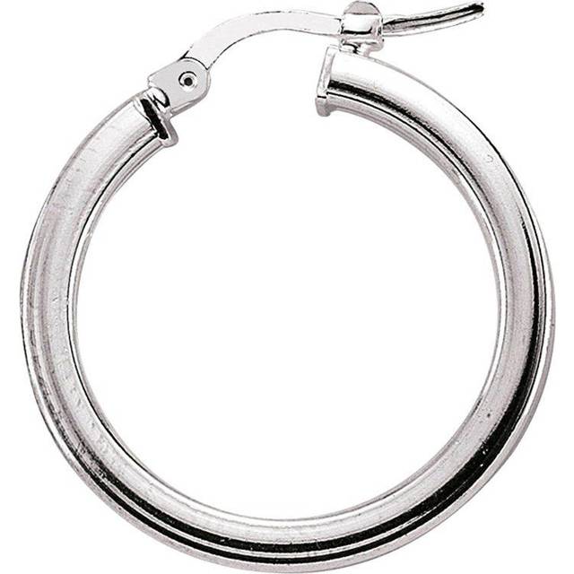 Jewelco London Ladies Sterling Silver Square Tube Polished Hoop Earrings 24mm - ER4