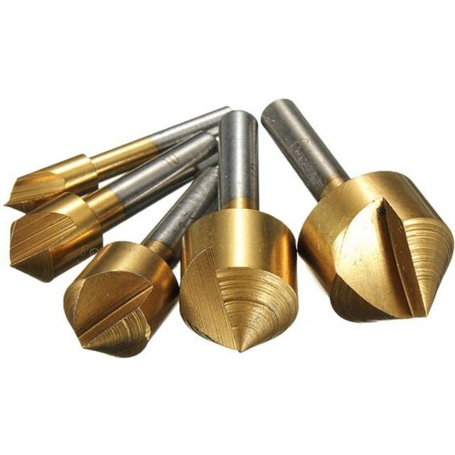 Drillpro DB-C1 5pcs 6/10/13/16/19mm Titanium Countersinks Chamfering Cutter Drill Press