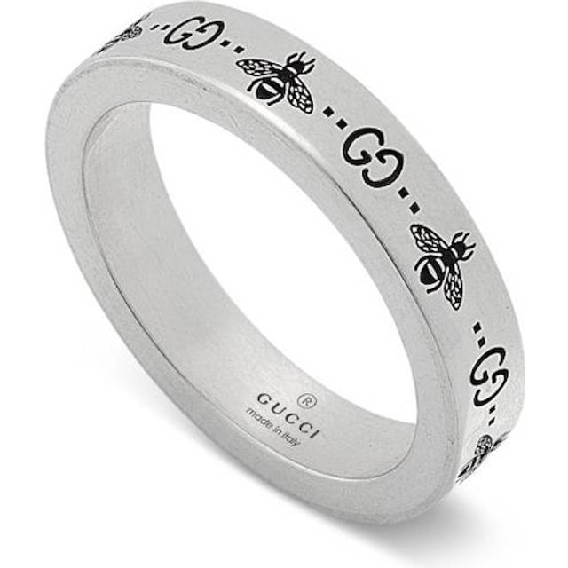 Gucci Signature Silver GG & Bee 4mm Band Ring YBC729898001013