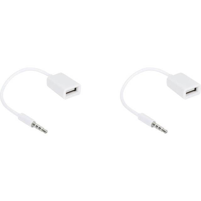 2pcs 3.5mm Male AUX Audio Plug to USB 2.0 Female Converter Cable Cord Car MP3