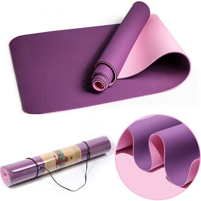 Thick Double Color Non-slip TPE Yoga Mat Quality Exercise Sport  for Fitness Gym Home Tasteless Pad183*61cm 6mm