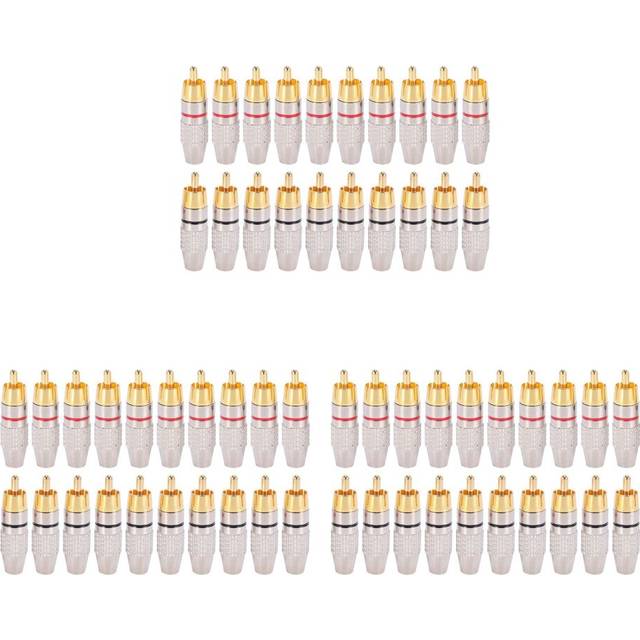 60 Pcs RCA Plug Audio Video Locking Cable Connector Gold Plated