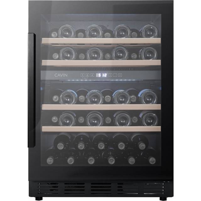 Wine cooler built-in black, Cavin Arctic Collection 60D, two temperature zones, 46 bottles, 60 cm wide wine cooler, pull-out shelves, W: 59.5 x H: 82/87 x D: 57.5 cm