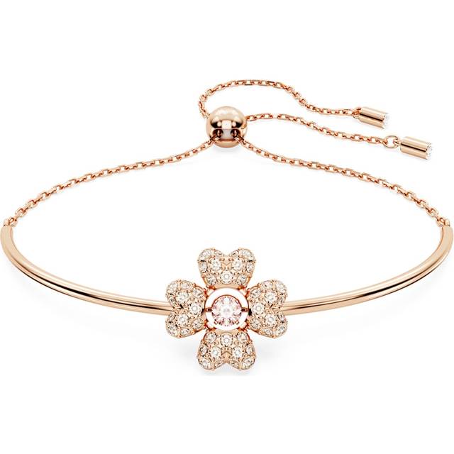 Swarovski Idyllia Rose-Gold Crystal Clover Bangle - Rose Gold - 24cm
