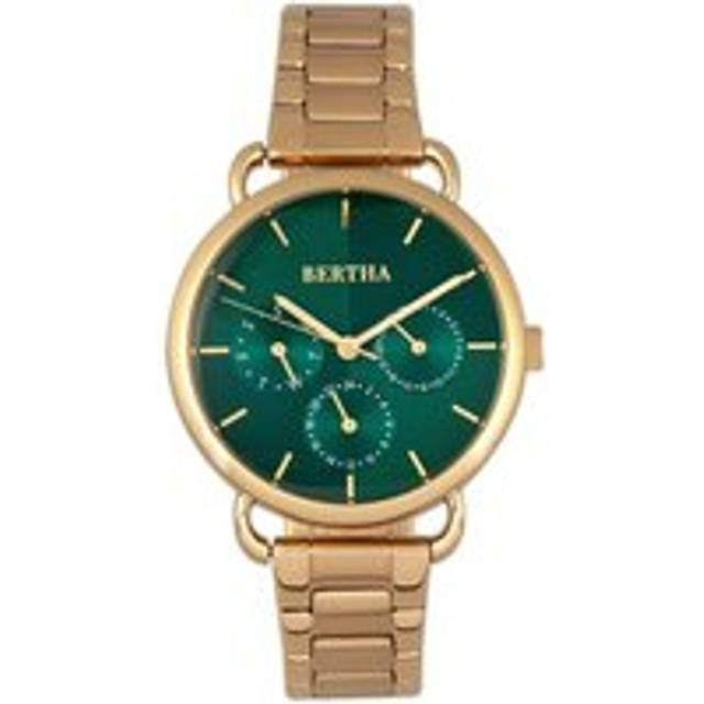 Bertha Womens Gwen Bracelet Watch w/Day/Date - Gold Stainless Steel - One Size