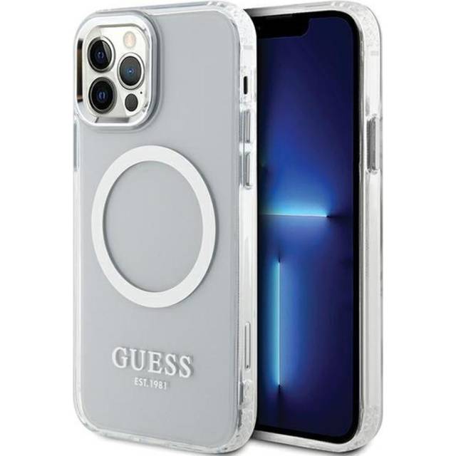 Guess iPhone 12 Pro/12 Mobilskal Magsafe Metall Outline - Silver
