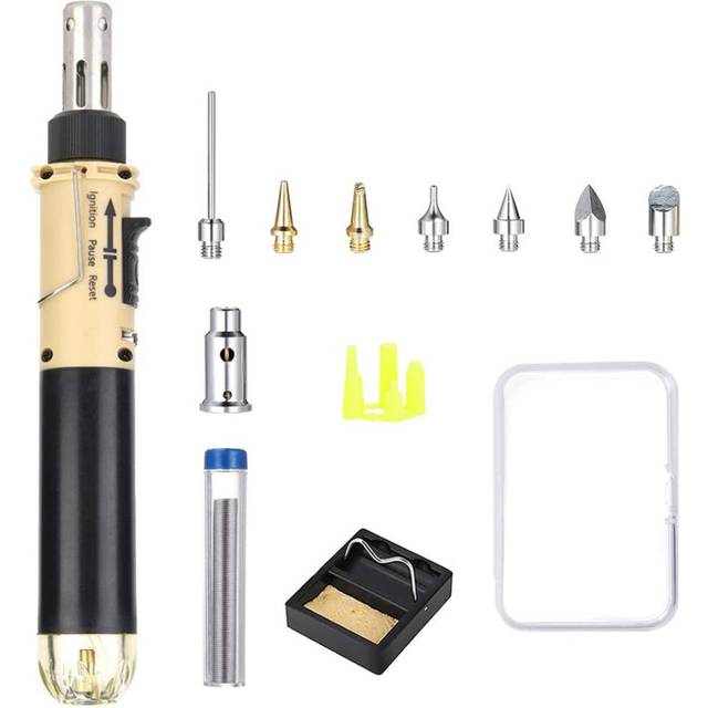 12 in 1 Butane Gas Soldering Iron Kit Adjustable Flame Cordless Butane Powered Soldering Iron Welding Torch Solder Tool