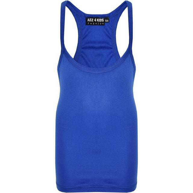 (5-6 Years, Royal Blue) Girls Vest  Kids Stylish Racer Back Fashion Top T Shirt Age 5 6 7 8 9 10 11 13 Y