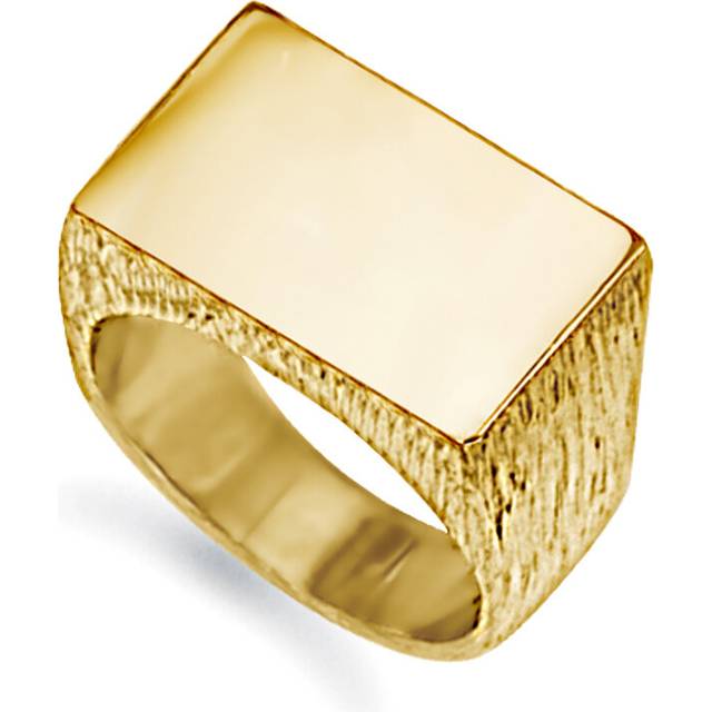 (V) Jewelco London Men's Solid 9ct Gold Engravable Barked Initial Blank Plate Signet Ring - JIR009