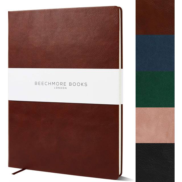 Beechmore Books Ruled Journal - XL A4 Brown | Premium Large Hardcover Journal with Vegan Leather  Thick 120gsm Cream Lined Paper | Gift Ideas for Writ