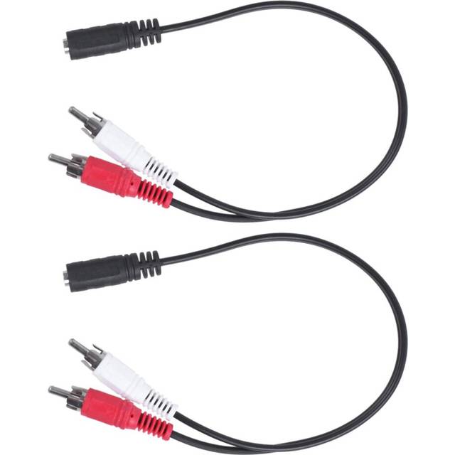 2Pcs 3.5 mm Stereo Female 2 RCA Male AV Cable Auxiliary Audio Adapter Wire