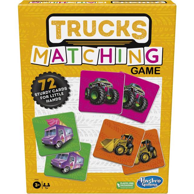 Hasbro Gaming Trucks Matching Game  Fun Preschool Board Game for 1+ Players  Memory Matching Card Game for Kids  Ages 3+ (Amazon Exclusive)