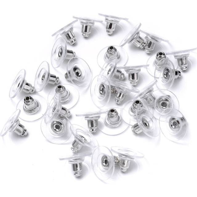 x100 Earrings silver metal plug stud stoppers findings post back backing bulk