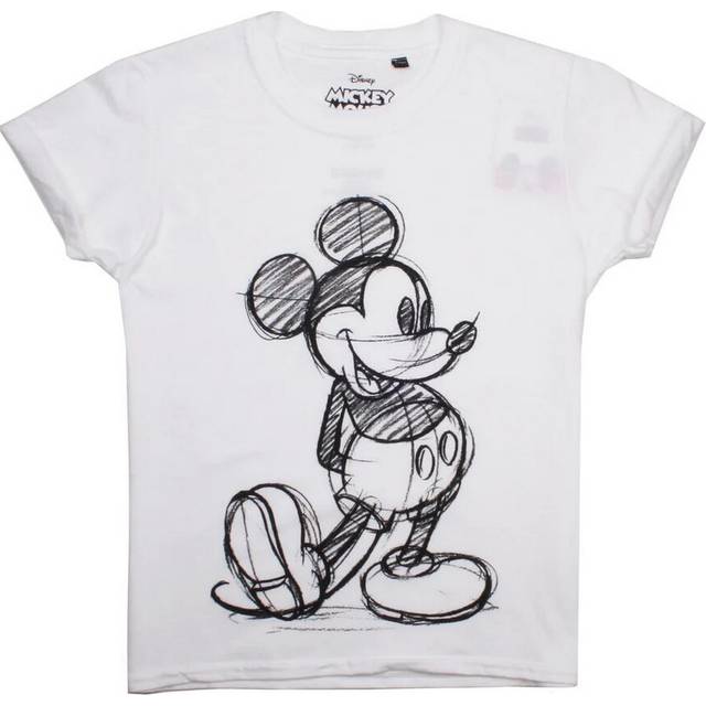 (7-8 Years, White) Disney Girls Mickey Mouse Sketch T-Shirt