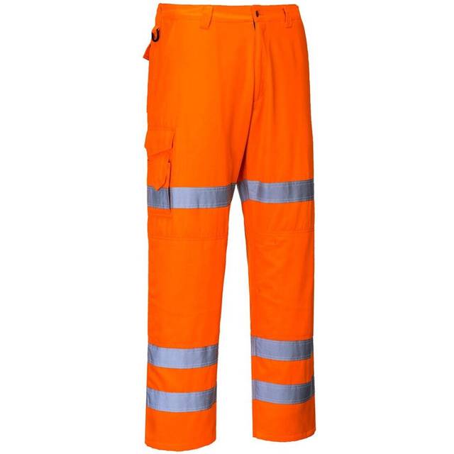 (XXL, Orange) Portwest Mens Triple Band Hi-Vis Work Trousers