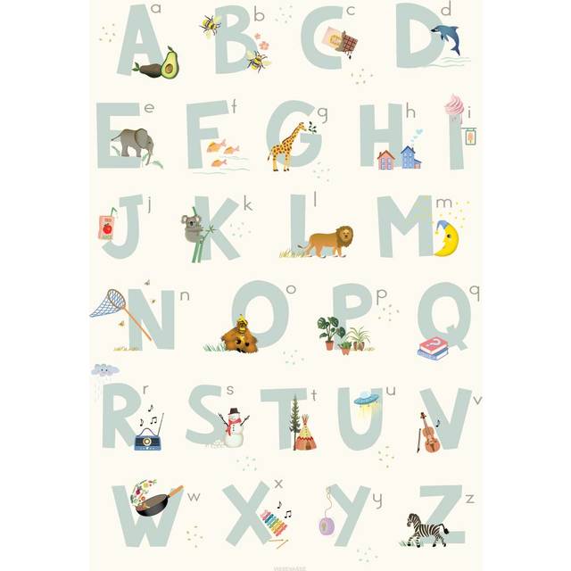 Vissevasse Affisch - 30x40 - Alphabet Blue English - Vissevasse - One Size - Affisch