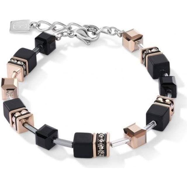 Coeur De Lion Precious GEOCUBE Bracelet Onyx & Rose For Women - black/gold/pink