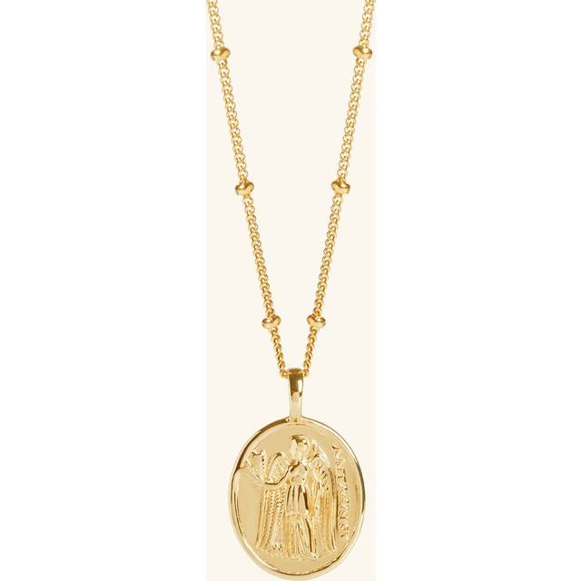 Athena Coin Necklace With Bead Chain Gold