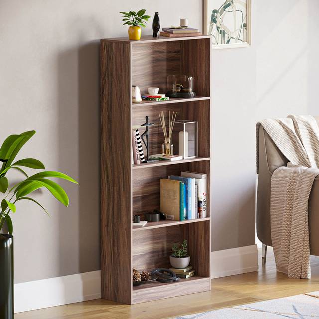 Vida Designs Cambridge 4 Shelf Walnut Large Bookcase - Brown