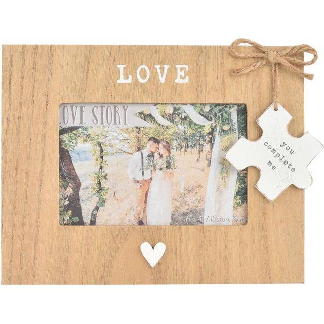 Love Story Jigsaw Piece Wooden Frame - Brown - 17x23cm