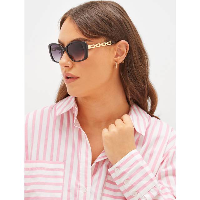 Black Chunky Chain Arm Sunglasses - One Size