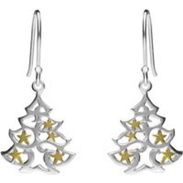 Yellow Gold Sterling Silver Plated Christmas Tree Hook Earrings - Option1 Value Yellow Gold
