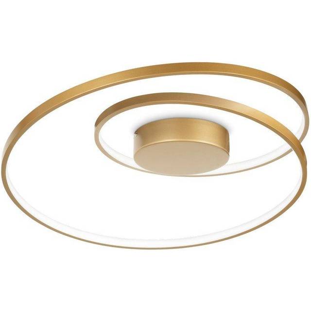 Ideal Lux OZ Dimmable Swirl Integrated LED Semi Flush Light Brass, 3000K