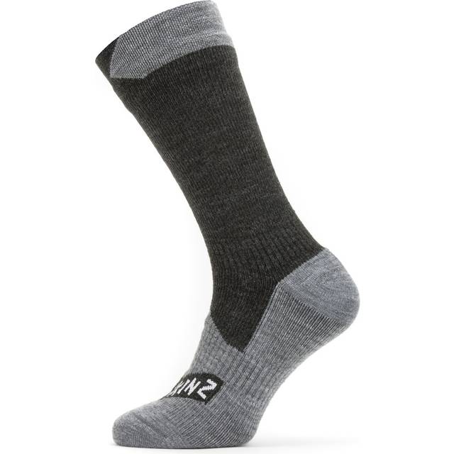 SealSkinz Raynham Waterproof Mid Length Socks, M Black/Grey Marl - UK 6-8