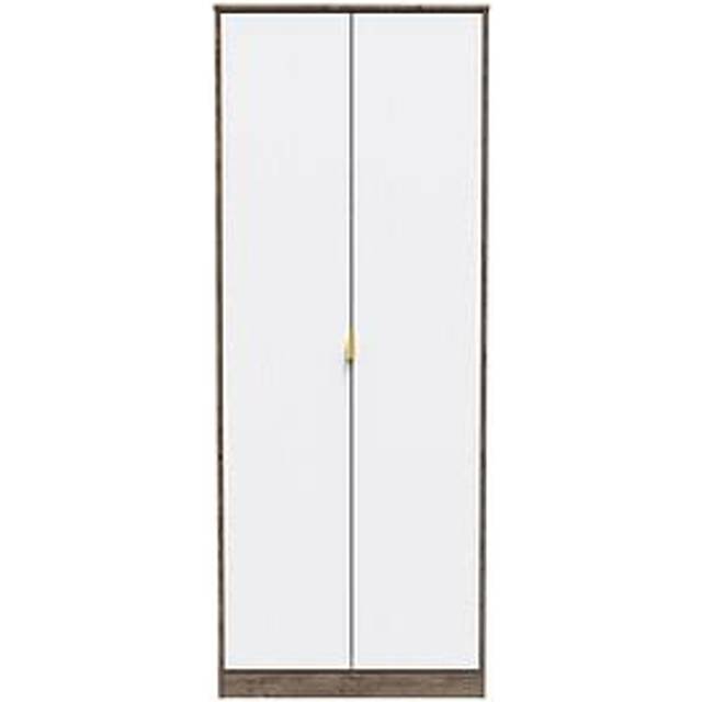 Welcome Furniture Ready Assembled Linear 2 Door Wardrobe In White Matt & Vintage Oak, White