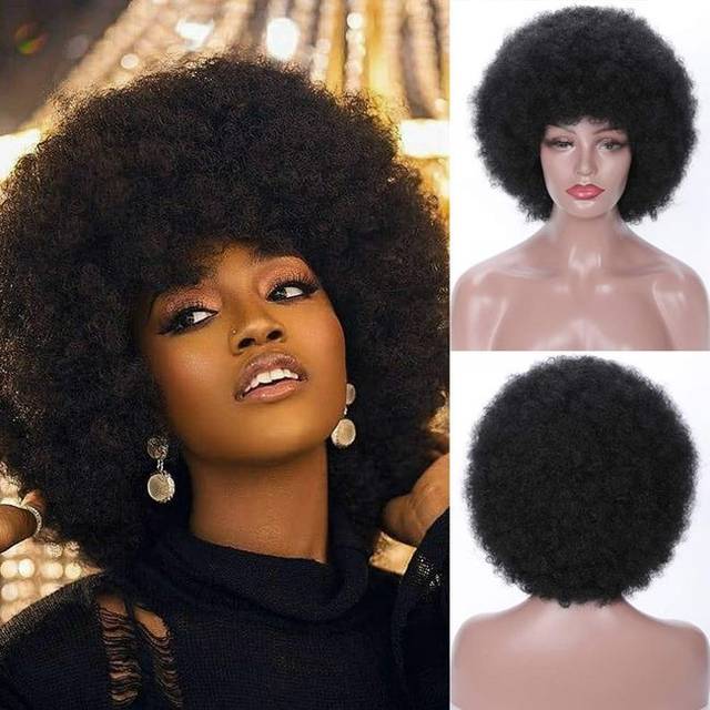 Xinran 8 inch Short Afro Kinky Wig for Black Women Natural 70s Afro Wigs for Women  Short Afro Puff wigs(Auburn).