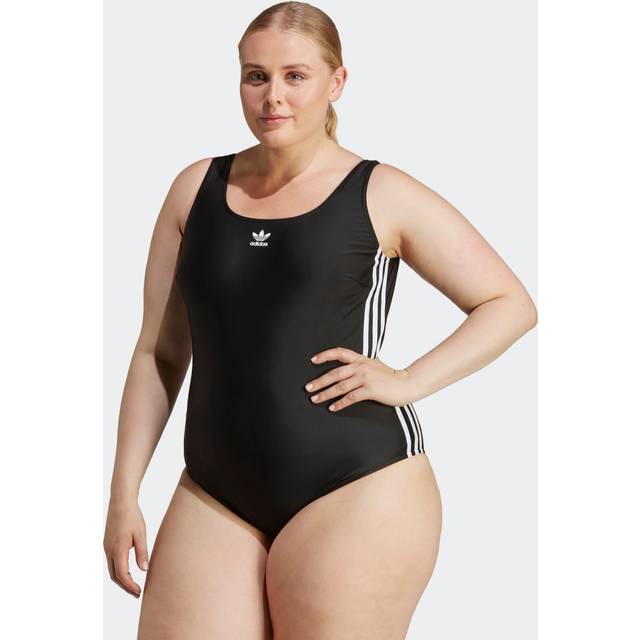 Adicolor 3-Stripes Swimsuit (Plus Size) - Black / White