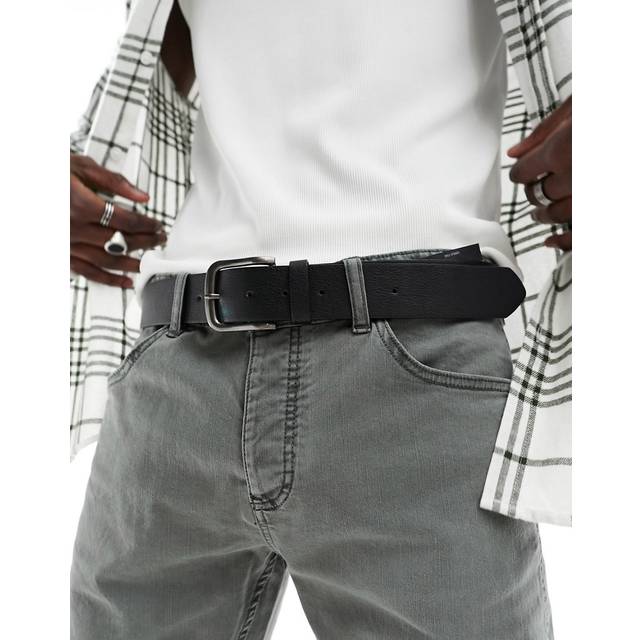 New Look Men's Black Leather-Look Belt - L-XL