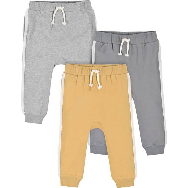 Gerber Baby Boy's Toddler 3-Pack Jogger Pants  Mustard and Grey  5T