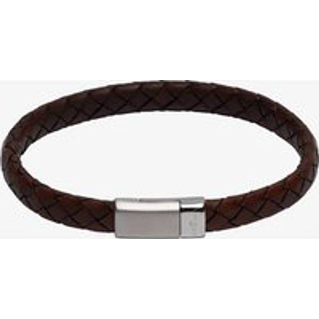 Unique Stainless Steel Matte Polished Antique Dark Brown Leather Bracelet B446ADB/21CM