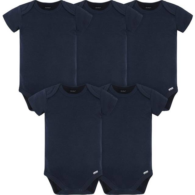 gerber Baby 5 Pack Onesies Multi-Packs Bundle Interlock 180 gsm  Navy  6-9 Months