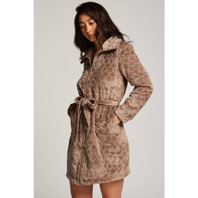 Hunkemöller Zip Fleece Bathrobe Brown - XXS/XXS