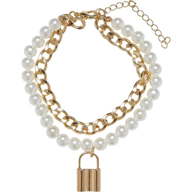 Urban Classics Accessoires UC Padlock Pearl Layering Bracelet Gold / L/XL Armband