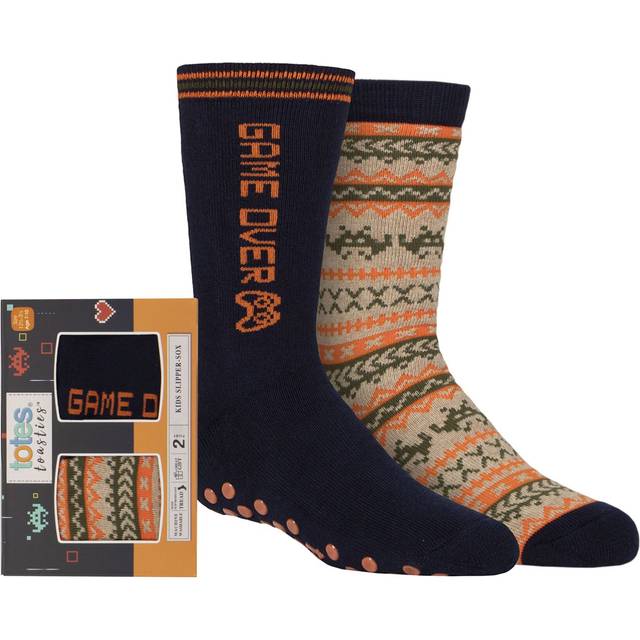 Totes Toasties Kids Football Original Slipper Socks - Navy